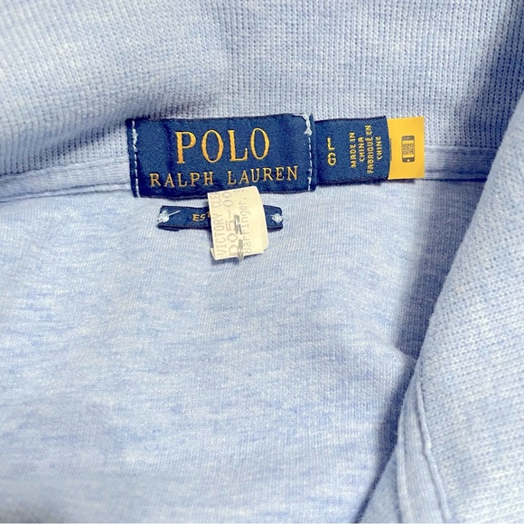 POLO Ralph Lauren Men’s Stand Collar Sweatshirt size L Blue 100% Cotton 1/4 Zip - Picture 9 of 14